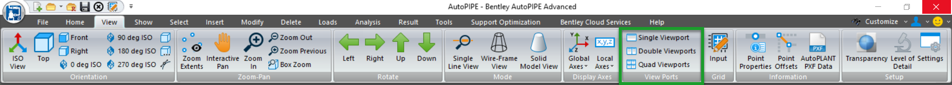 AutoPIPE View Ports, AutoPIPE Workflow, AutoPIPE Design Software