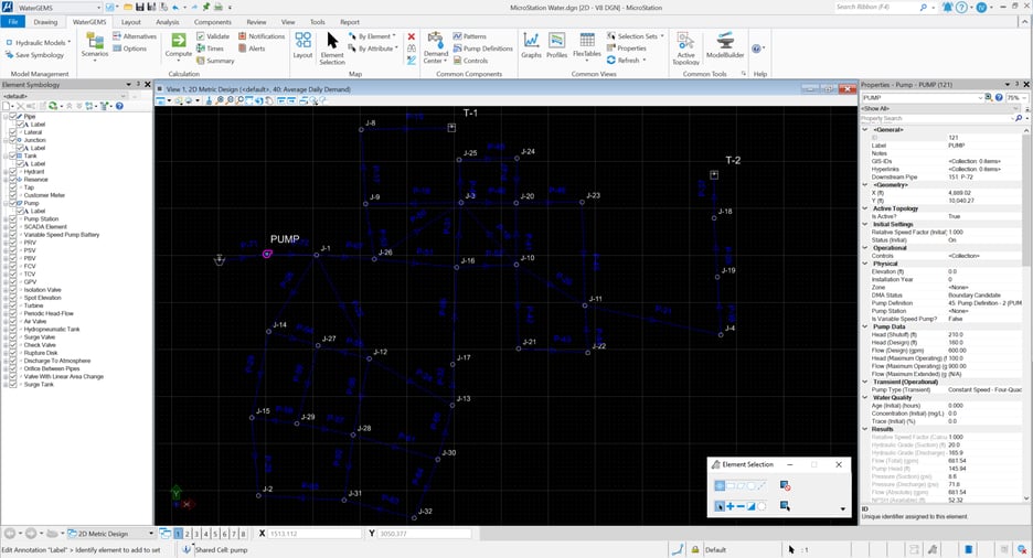 OpenFlows WaterGEMS MicroStation Integration for Hydraulic Modelers