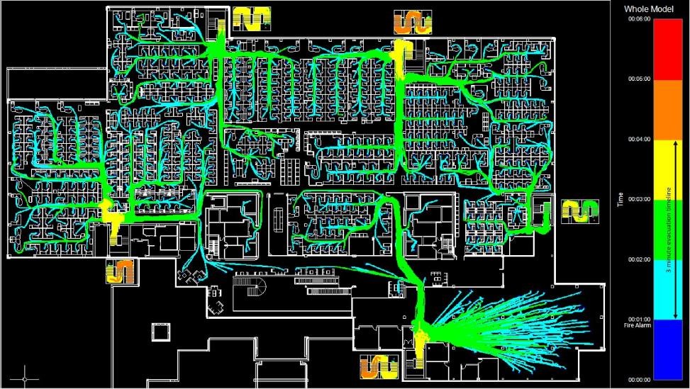 LEGION pedestrian simulation Gilles Marceau utilized heat mapping