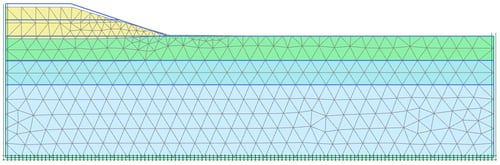 1.	Using Mohr-Coulomb model with effective strength parameters: No failure (stable)