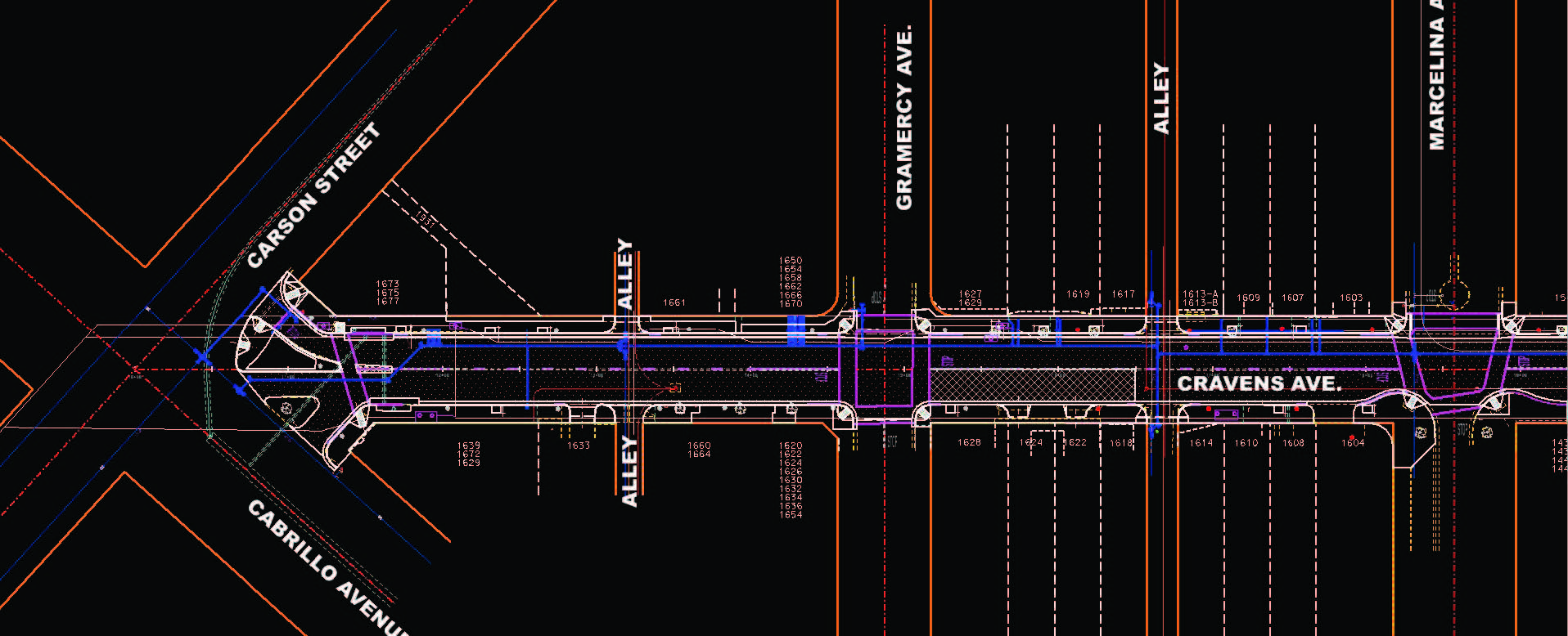 The Cravens Avenue basemap generated in Bentleys MicroStation