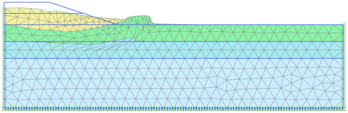 2.	Using Soft Soil model with effective strength properties: Failure (instable)