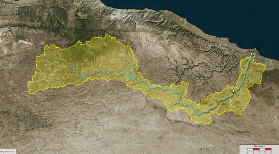 Libya Flash Flood Event - Natural Drainage Network Computed with OpenFlows FLOOD